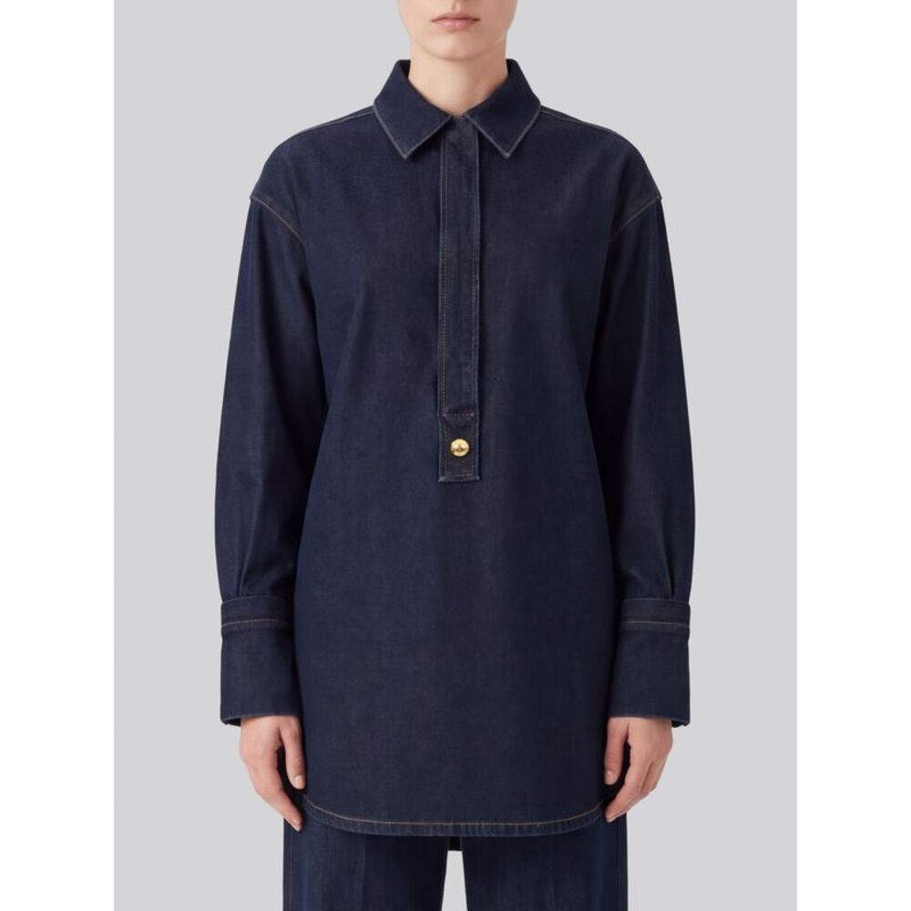 Semicouture Women Semicouture Longline Denim Shirt With Dropped Shoulders